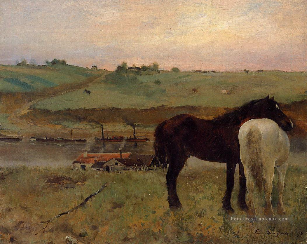 chevaux dans une prairie 1871 Edgar Degas Peintures à l'huile